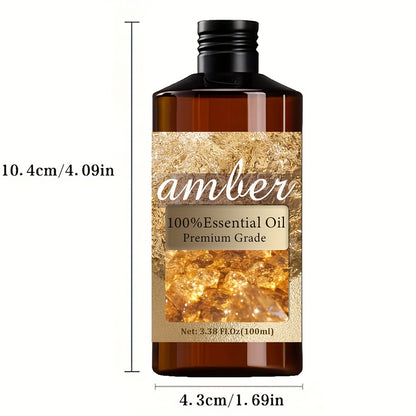 Amber Essential Oil 3.38oz 100% Pure Highly Refined - Hydrating Long-Lasting Fragrance for Skin Hair Nail Bath Massage Aromatherapy Unisex Body Oil Gift
