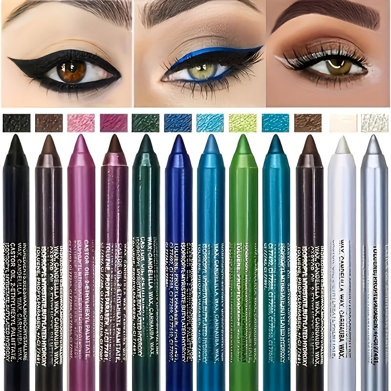 12pcs Eyeliners Set, 12 Colors Durable Eyeliners And Eyeshadows, 2 in 1 Cosmetic Eyeliners And Eyeshadows, Matte Eyeshadow Pencils, Great Any Look And Everyday Use, Long Lasting And Easy to Apply, Great Giving