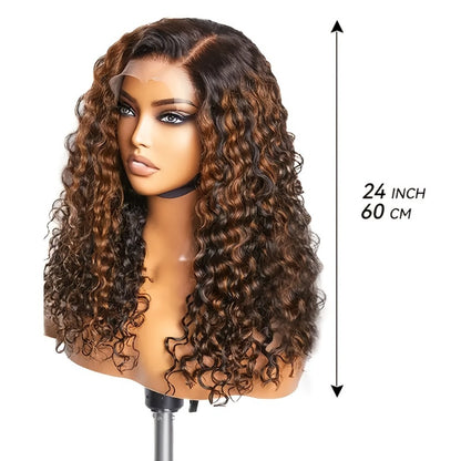 Lace Front Wig Human Hair 13x4 HD Lace Deep Wave Glueless Wig Pre Cut Pre Plucked with Baby Hair Natural Black Mixed Color 14-34 Inch High Gloss Everyday Special Events