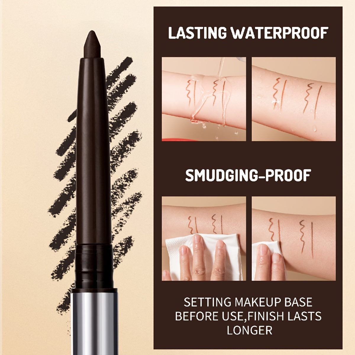 3pcs/set Waterproof Eyeliner Gel Pen for Sensitive Eyes, Suitable for Mature Skin, Long-Lasting, Quick-dry, Smudge-Proof, Matte Gel Cream Formula, Easy Control & Beginner Friendly Eyeliner Pencil, Matte Creamy Texture for Precision Eye Makeup