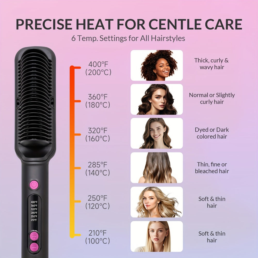 Hair Straightener Brush, Ionic Hair Straightening Brush Flat Iron For Women, Anti-Scald Straightening Comb For Home Salon, Precise Temperature Control, Auto Shuts Off, Holiday Essentials, Gifts For Mother'S Day, Girl Stuff, Wow Hair Products