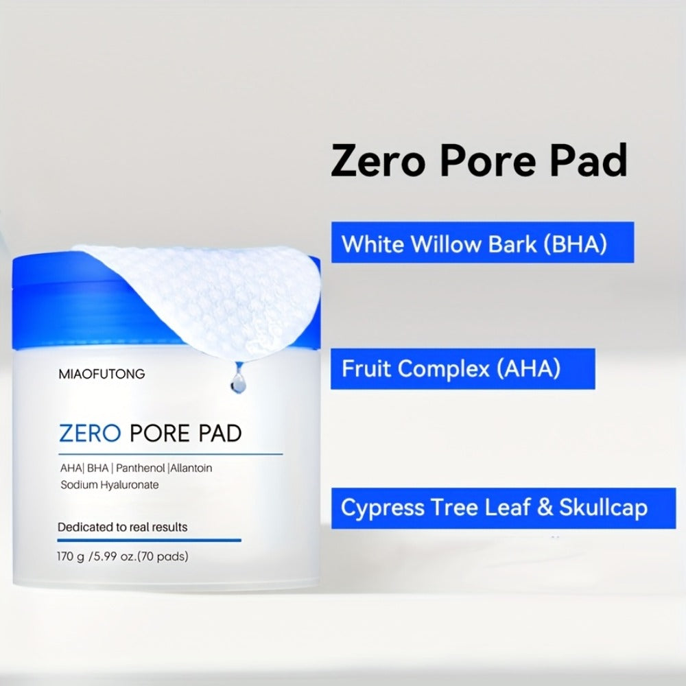 Deep Cleansing Exfoliating Essence, Zero Pore Patch -70PADS, Double Texture, Daily Physical Exfoliation || Moisturizing Wipes with Hyaluronic Acid Scrub Pad, Rose Water+camellia Moisturizing, Moisturizing Cleansing Pad Suitable for All Skin Types