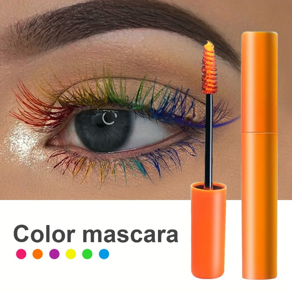 Colorful Mascara Set 6pcs - Curling Volumizing Waterproof Smudgeproof Long-Lasting Mascara for Eyelashes, Purple Green Red Yellow Orange Blue Mascara, Makeup Gift Set for Girls