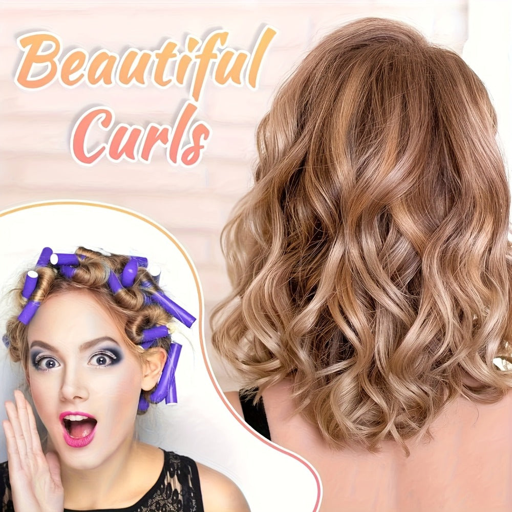 50pcs Flexible Heatless Curling Iron Set, Bendable Twist Foam Curling Irons, for DIY Soft Waves And Spiral Curls On Short And Long Hair, Random Color