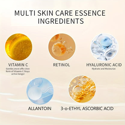 Retinol & Vitamin C Essence Set – AM Brightening + PM Firming Serum Duo for All Skin Types, Travel-Friendly Anti-Aging Skincare, 30 Pcs Each