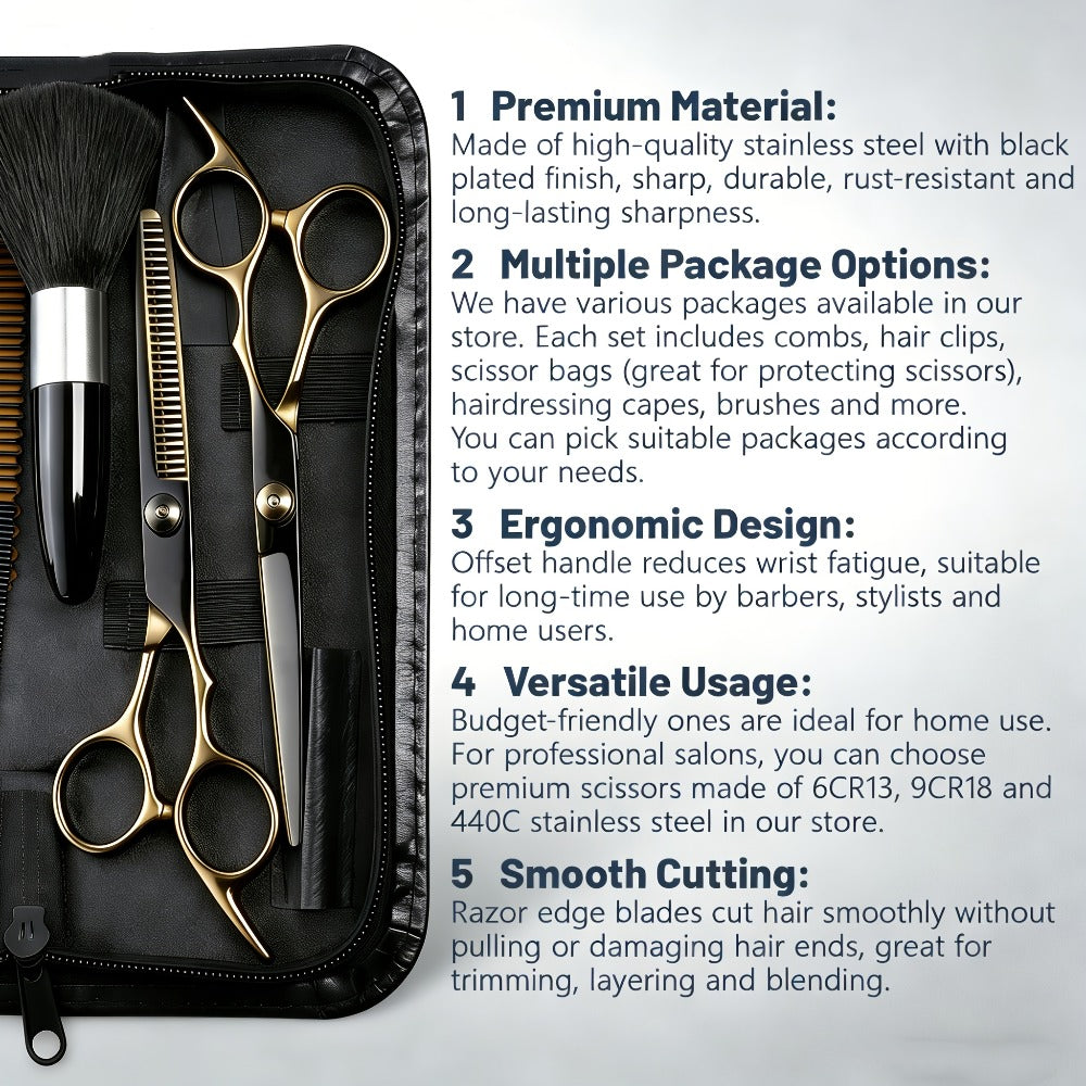 13 PCS Hair Cutting Scissors Kit, Professional Barber Shears Set With Hair Scissors Thinning Shears, Hair Cutting Shears Hair Cut Blending Salon Scissor For Men Women