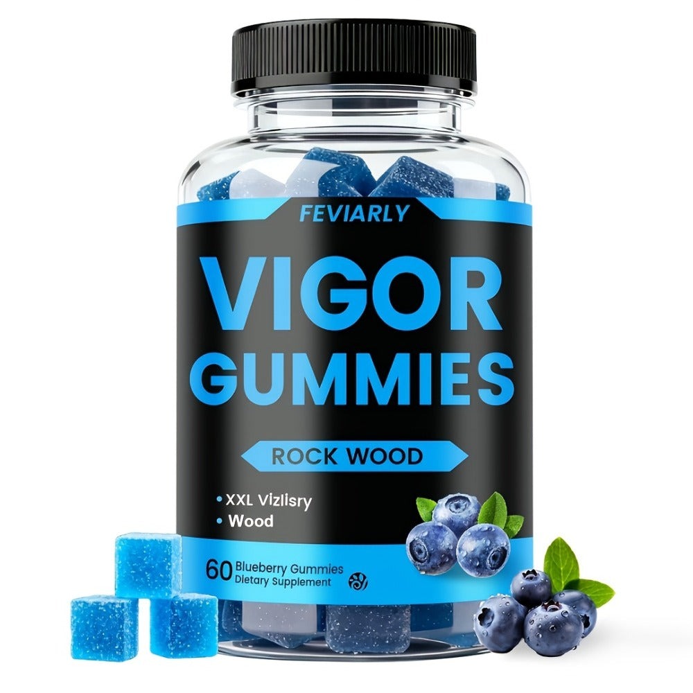 Booster Gummies, Vigor Gummies, Blue Chew, Men'S Daily Support, Lift, Level Up Manhood, Boost Your T, Support Mood, Wood, Men'S Multivitamin with Shilajit, Maca, Longjack, Fast-Acting for Women And Men - Blueberry Flavor