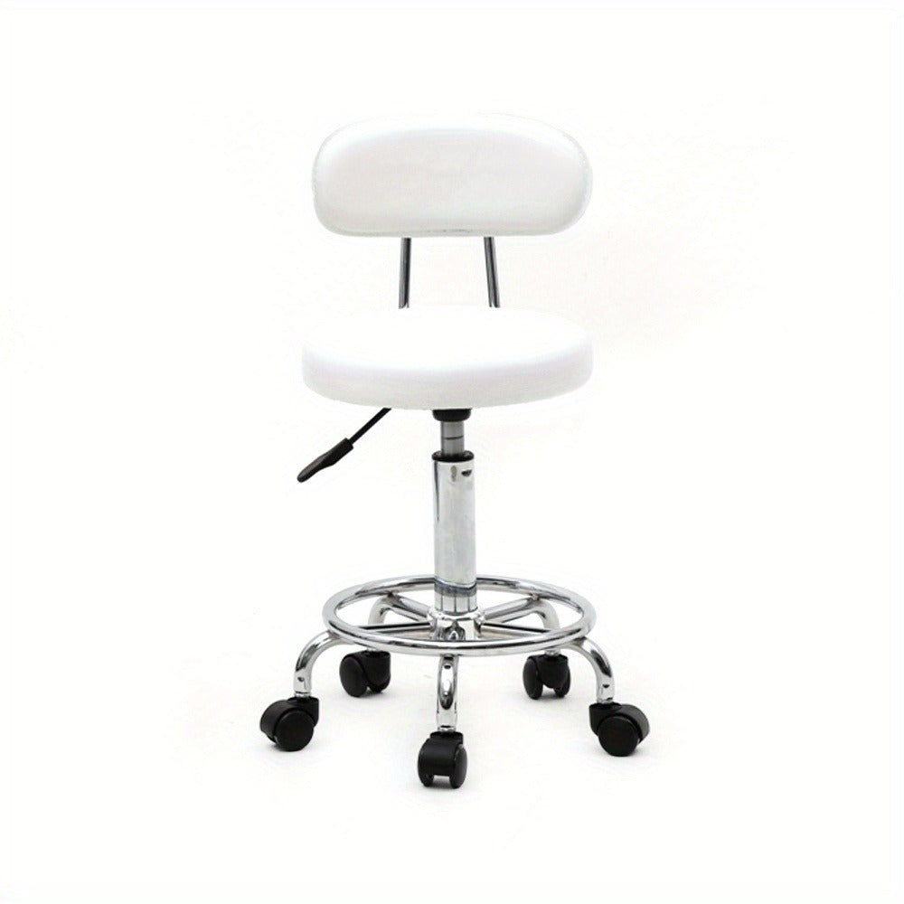 360-Degree Round Salon Stool with Backrest And Lines, Professional Adjustable Height Salon Stool, Modern Bar Stool Swivel, Armless Bar Chair for Kitchen, Dining Room, Living Room, Bistro, Spa