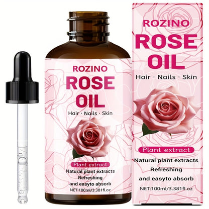 Rose Essential Oil — Premium Pure Rose Scent for Massage, Aromatherapy, Skin Care, Hair, Nails, Face, Body & Lashes, Unisex, 100ml or 3pcs×3.38oz