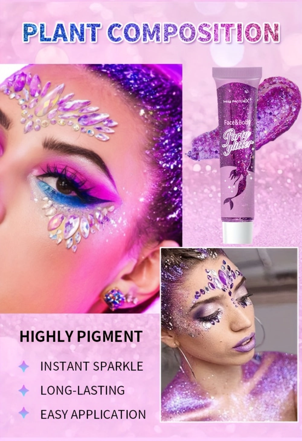 10 Color Set Face & Body Glitter - Cosmetic-Grade Holographic Glitter Gel - Makeup For Festivals, Raves, Anime Cosplay - Safe For Face, Easy Application & Removal