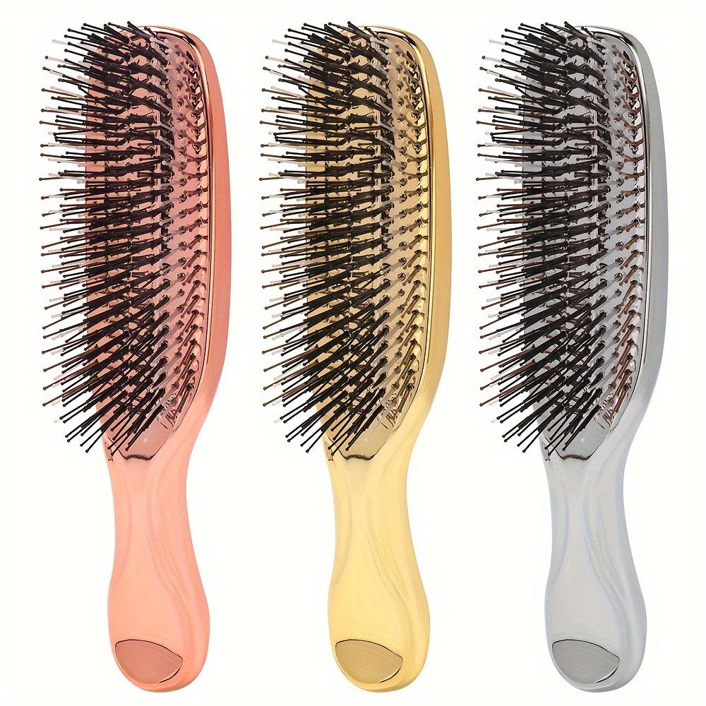 1pc Electroplated Hairdressing Comb Scalp Massage Air Cushion Comb Anti-static Hairdressing Comb with Gift Box