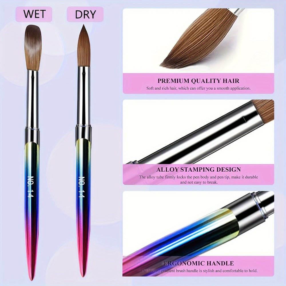 Acrylic Nail Brush Set, 4pcs Acrylic Nail Brush for Nails Size 10/12/14/16 Kolinsky Nail Art Brush for Acrylic Powder Application, Acrylic Nail Extension, 3D Nail Carving Nail Brush Set