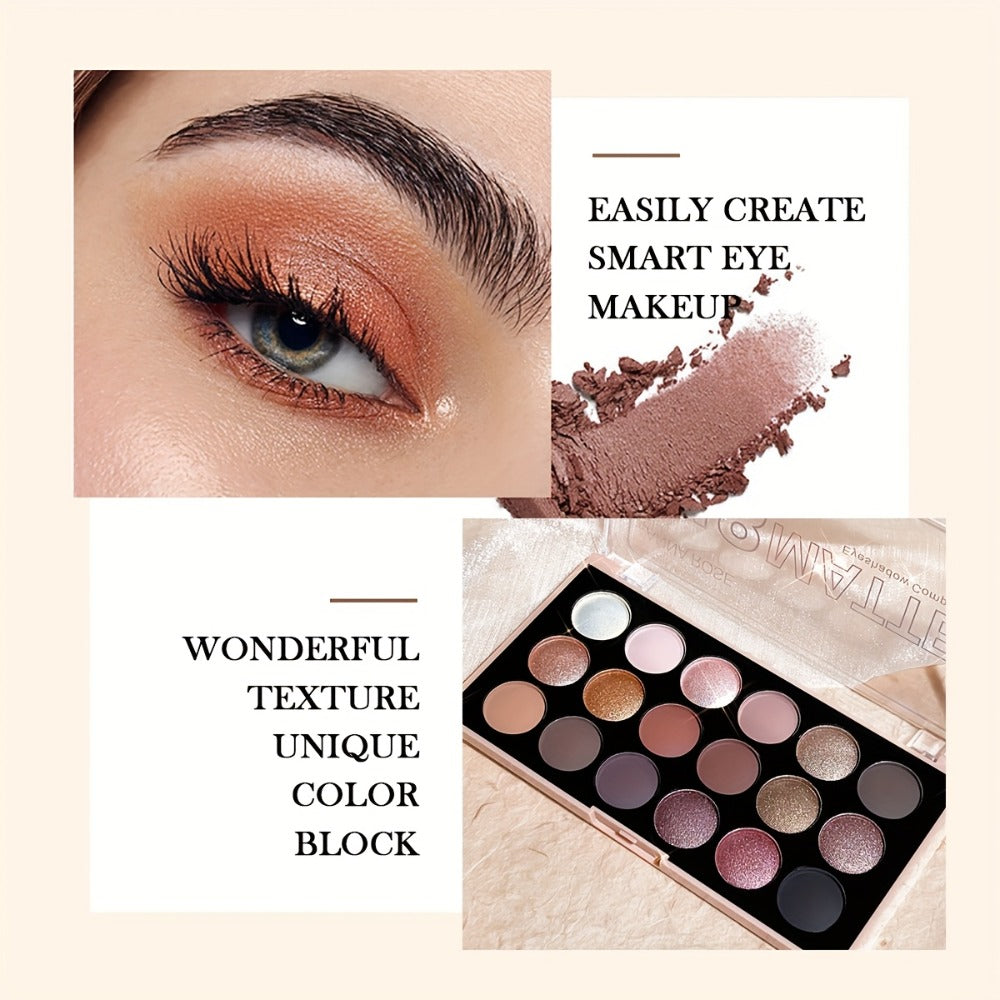 18-Color Eyeshadow Palette with Matte & Shimmer Finishes - Waterproof & Sweatproof Non-Sticky Formula Suitable for Everyday & Glam Looks, Long-Lasting Tones Palette for Professional, Ideal for Valentine's Day & Christmas Gifts