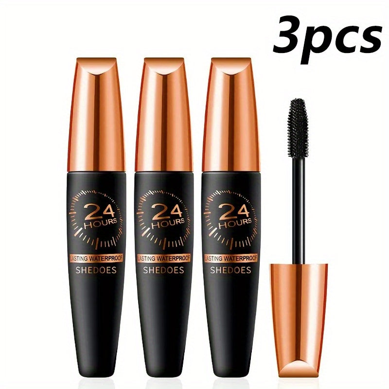 Set of Three 8D Mascara - Provides Immense Volume, Deep Black Color | Enhances Length, Adds Thickness, Resistant to Smudging, Durable | Easily Removable with Warm Water, Contains Plant-Derived Squalane