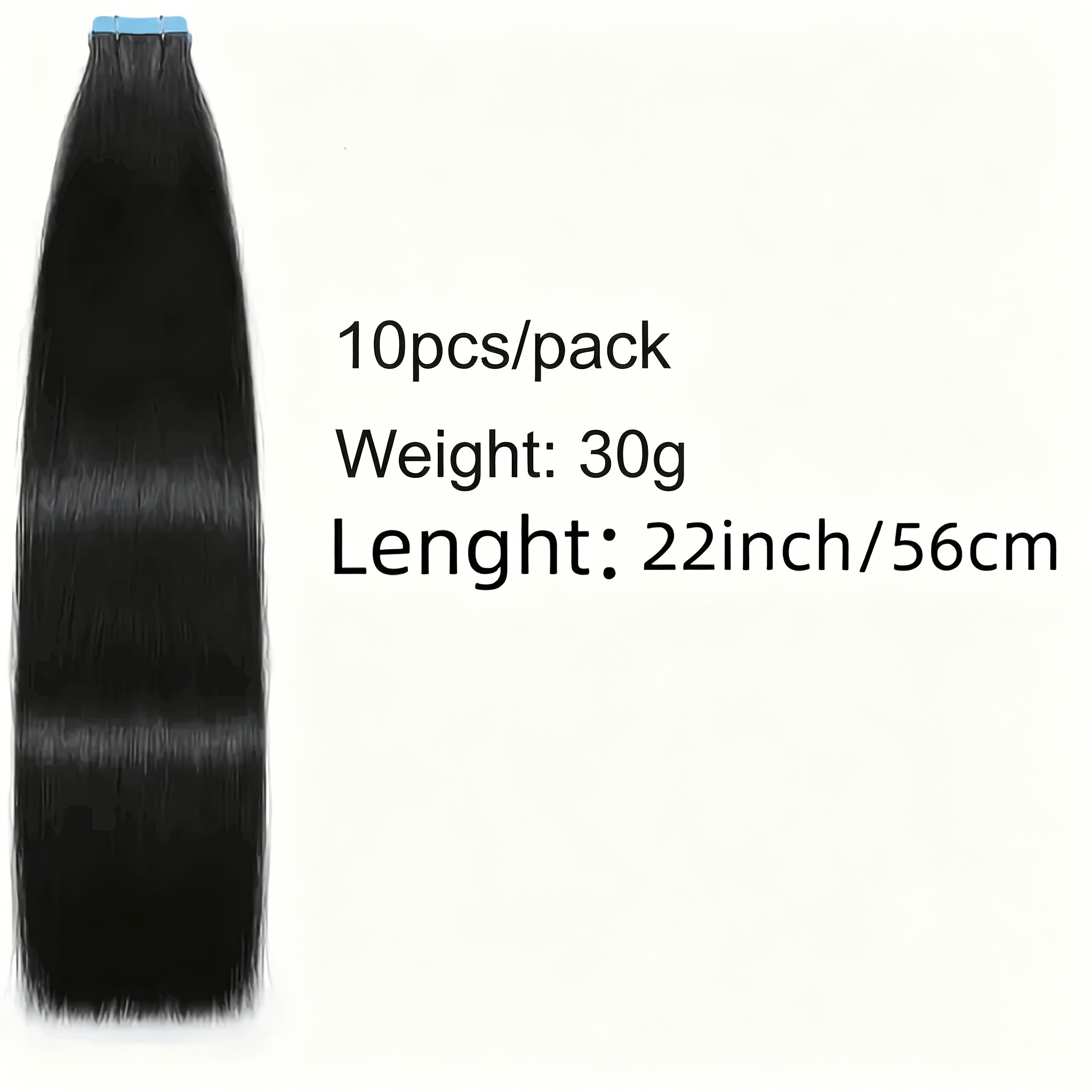 Tape In Hair Extensions Human Hair Straight Natural Black Human Hair 10pcs 30g/pack Seamless Skin Weft Tape In Extensions for Women ( #1B Natural Black)