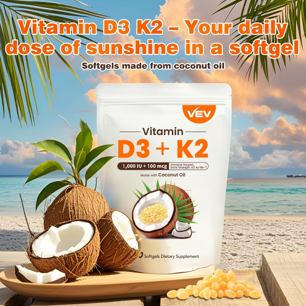 Vitamin D3 + K2 (MK-7) Supplement -1, 000 IU D3 & 100 Mcg K2 -with Coconut Oil -300 Softgels -Immune & Bone Support -for Active Lifestyles & Daily Wellness | Vitamins And Supplements | Local Warehouse, Free Shipping On Orders Over $30