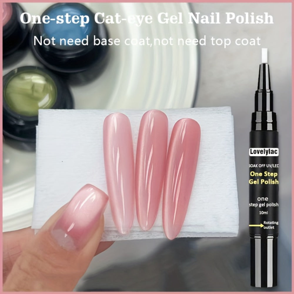 0.34oz Cat Eye Gel Nail Pen, a Comprehensive Solution Combining Base Coat, Color Polish, And Top Coat. The 2025 Edition Features Ultra-Bright, Gentle, High-Saturation Polygel That Is Smooth, Durable, And Long-Lasting