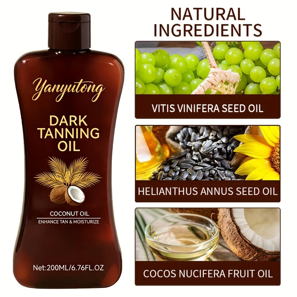 Tanning Oil 200ml - Moisturizing Sun Tan Body Oil for Deep Golden Tan, Nourishing Summer Skin Care for All Skin Types, Men & Women Beach Tanning Essentials
