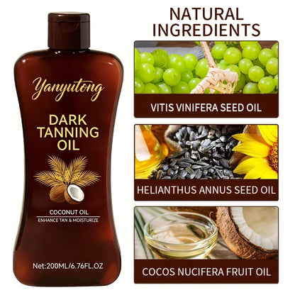 Tanning Oil 200ml - Moisturizing Sun Tan Body Oil for Deep Golden Tan, Nourishing Summer Skin Care for All Skin Types, Men & Women Beach Tanning Essentials