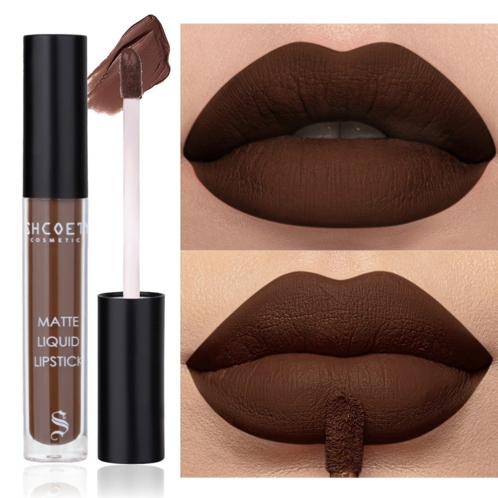 Matte Lip Glaze Set of 3 — Long-Lasting Waterproof Velvet Lip Mud in Brown, Pink & Red, Non-Stick Non-Greasy Formula, Cute Bear Packaging, Perfect for Daily Wear, Party & Festival Makeup
