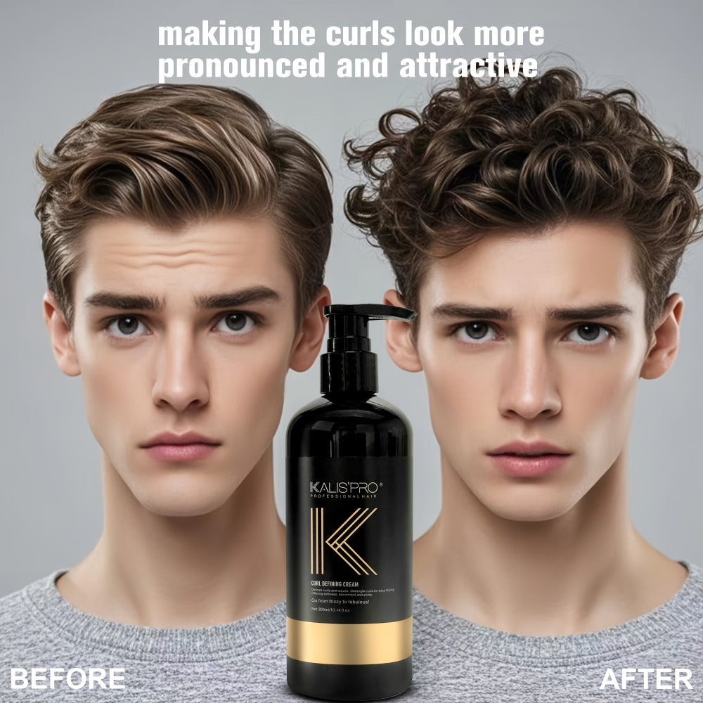 Men's Curl Cream Sulfate-Free 10.14oz - Frizz Control Styling Cream for Wavy & Curly Hair | Boosts Shine & Hydration | No Sticky Residue | Controlled Hold