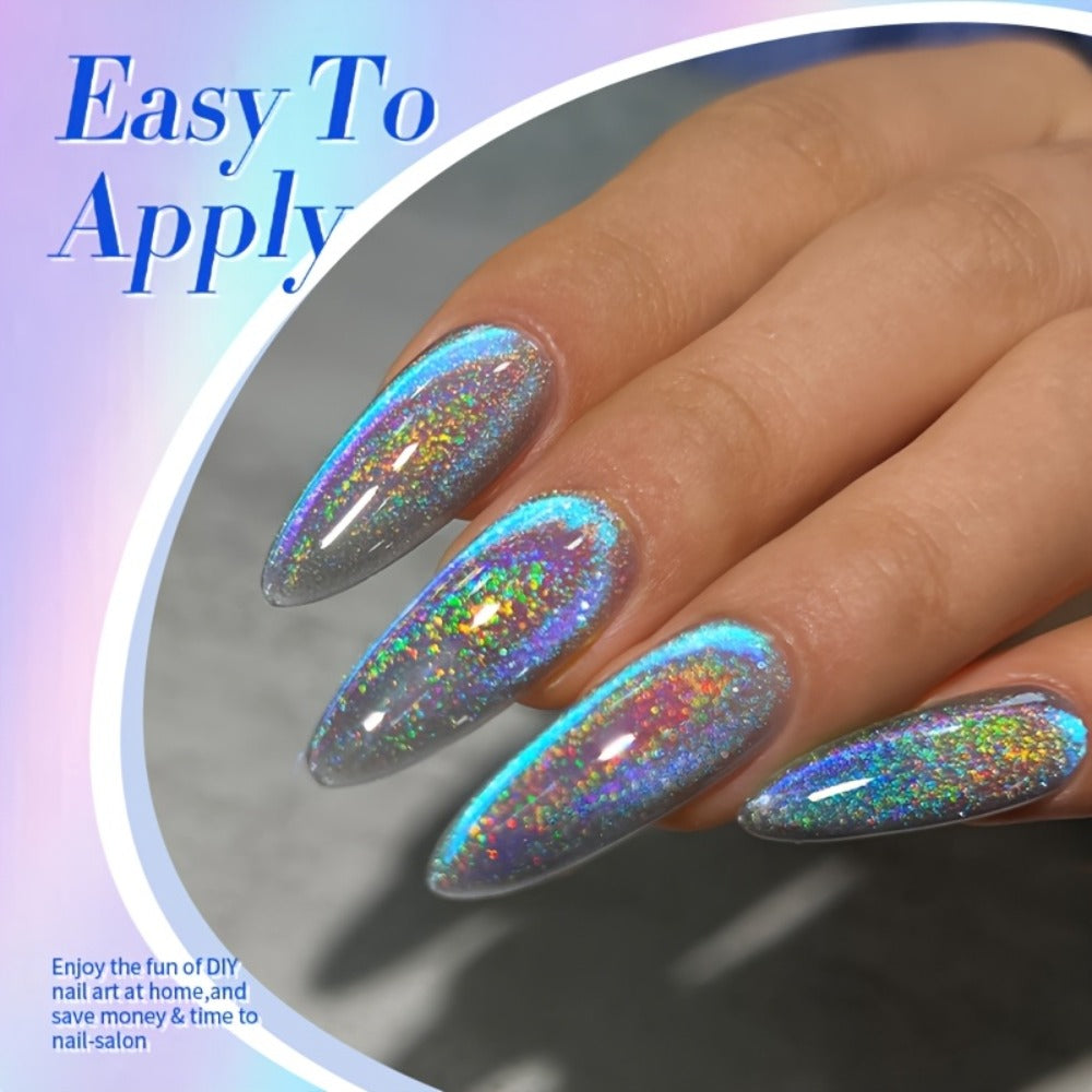 1 Born Pretty 9D Magnetic Cat Eye Gel Polish - Holographic Rainbow with Magnetic Swirl Design, Soak-Off /LED Curable Nail Polish Suitable for DIY Magnetic Nail Art, -Lasting Gel for Salon & Home Use 0.34oz