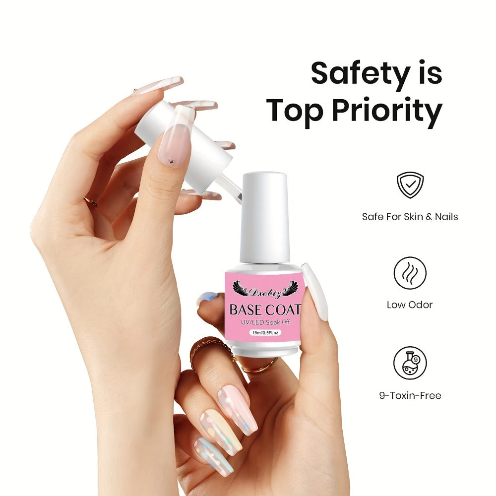 Builder Gel Nail Kit 5-in-1 Clear Nail Extension Gel with Primer Nail Strengthening Gel Nail Brush Repair Set 0.51oz Beginner Home DIY Nail Art Starter Kit for Natural Nails