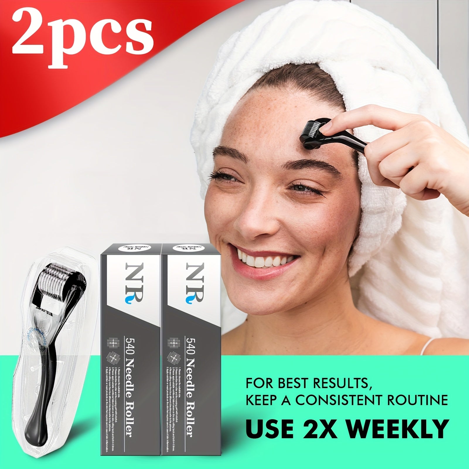 2pcs Per Box Derma Roller Microneedle Roller for Face, Roller for Beard, Microneedling Roller | for Women And Men | Micro Needle Roller for Face Scalp, Perfect Gift for Family And Friends!DermaStamp 0.25mm