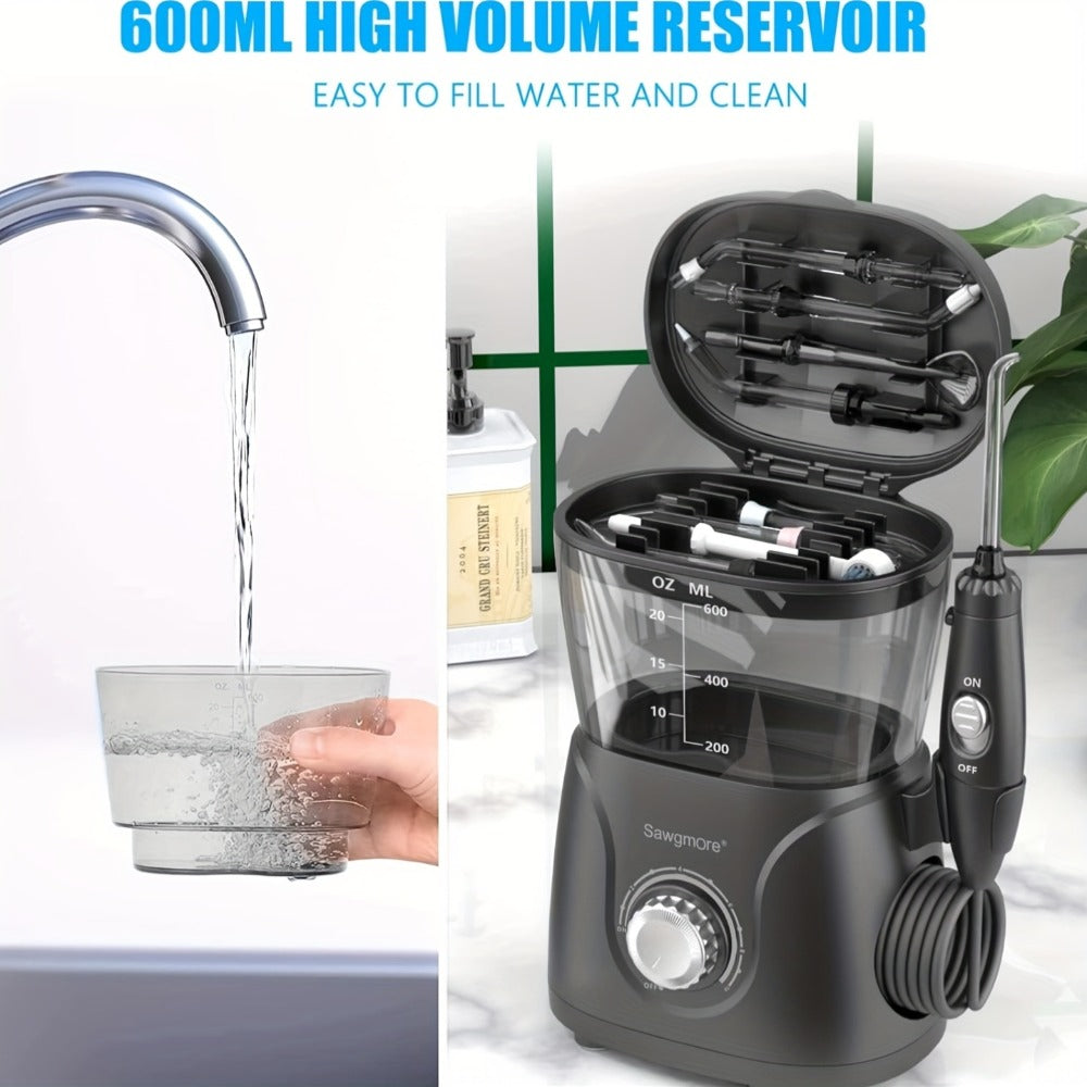 FC166 Father'S Day Gift, Water Flosser for Teeth/Braces, 20.29 oz Large Capacity, 10 Adjustable Pressures, 8 Home Nozzles Professional Oral Irrigator for Teeth Clean, IPX4, Electric Household Desktop Water Flosser&Electric Toothbrush, Holiday Gifts