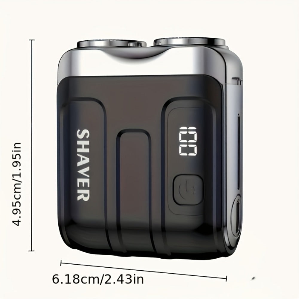 Electric Shaver for Men Mini Portable Dual Floating Blade with Digital Display USB Rechargeable Compact Travel Razor Clean Shave Classic Black Gift for Him Holiday Christmas