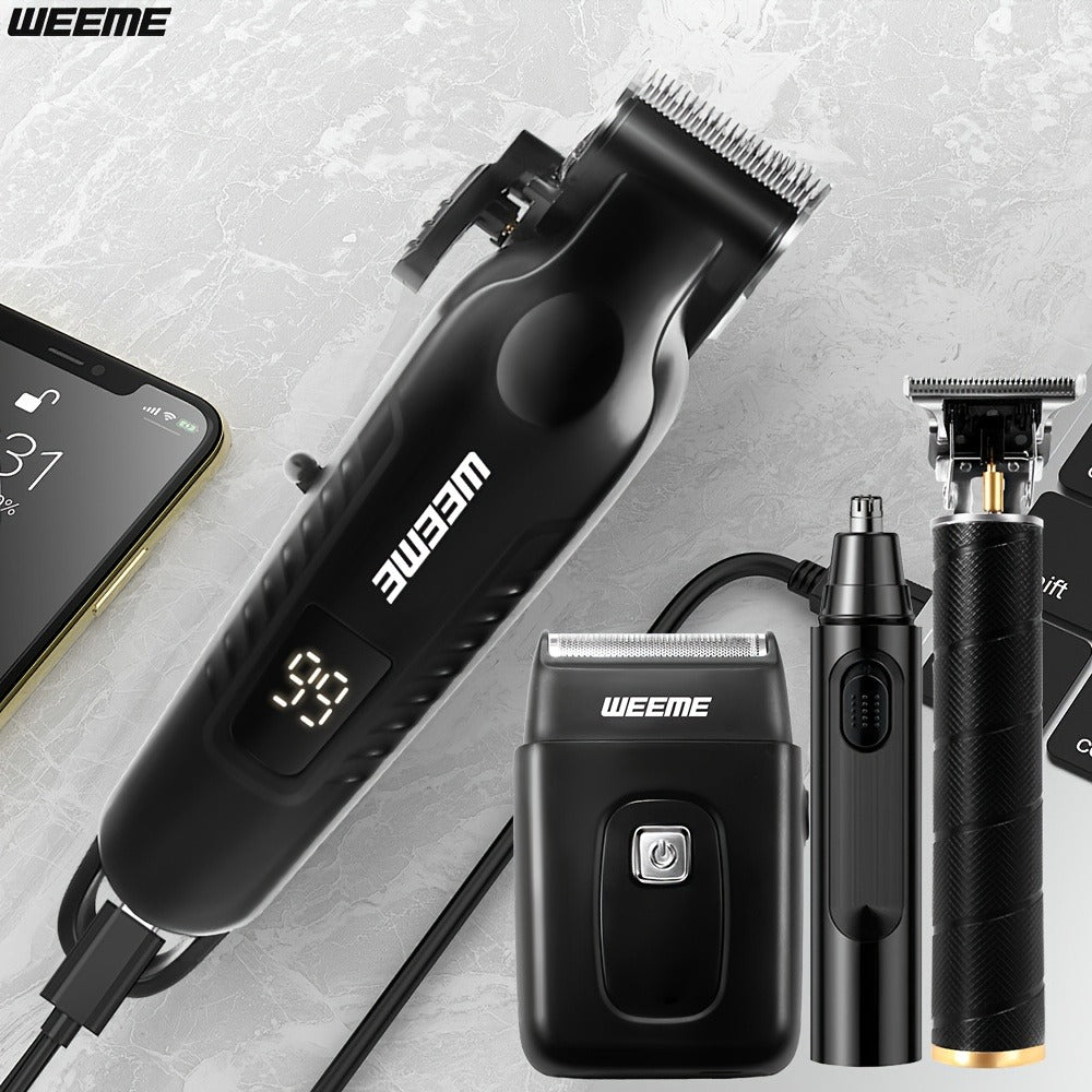 WEEME Essential Grooming Kit for Men, Ultimate Trimming and Shaving Solution with USB Charging and LCD Battery Display, Perfect Gift for Dad Brothers Sons or Friends