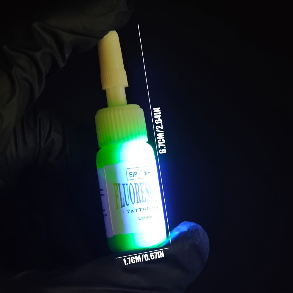 Fluorescent Tattoo Ink Set 10 Colors UV Glow Bright Long-Lasting Light-Reactive Neon Tattoo Ink Bottles for Tattoo Artists & Enthusiasts Body Art