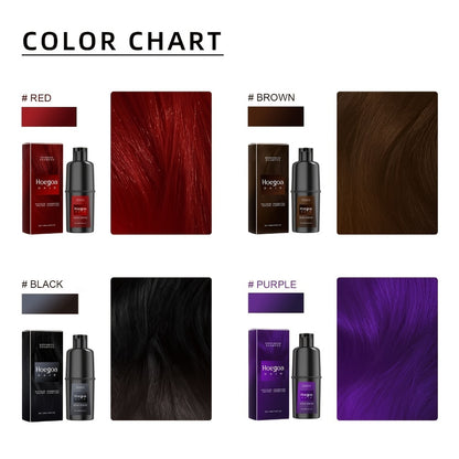 Hair Dye Shampoo & Conditioner 3-in-1 Color Foam Moisturizing Shine No-Damage Herbal Formula Easy Apply All Hair Types Purple Black Red Brown