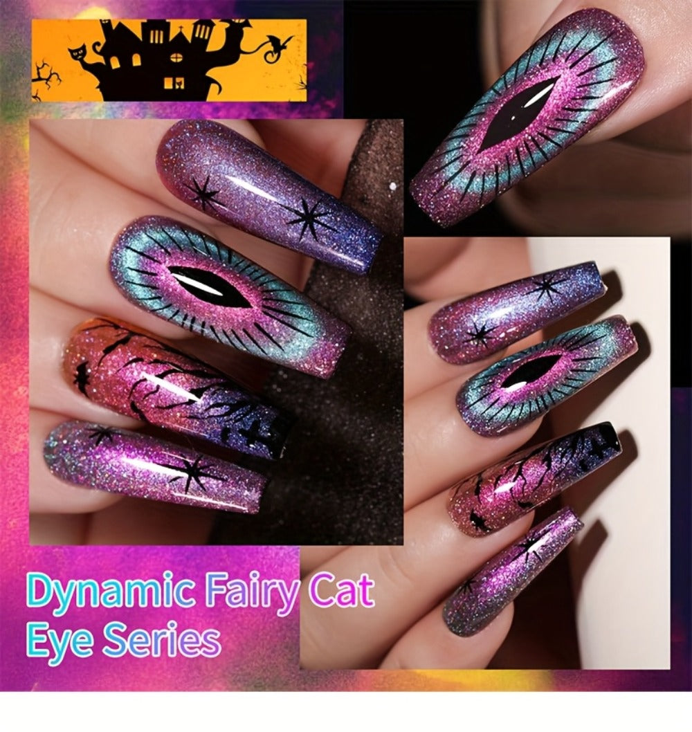 Cat Eye Nail Polish Set 6Colors 0.51oz Reflective Cat'S Eye Nail Gel Soaking LED Gel Salon Female Nail Art Tools Fashion Holographic Nail Art