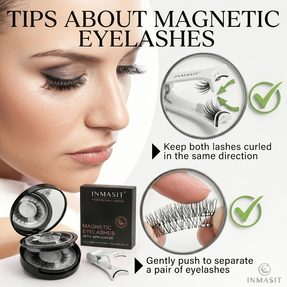 Local Repository Magnetic Eyelashes - Magnetic False Eyelashes Set, Glue-Free, Black/Pink Options with Applicator, Reusable & Waterproof Cat Eye Style, Ideal for Daily Wear/Parties/Valentine's Day Gifts, Must-Have for Women's Makeup