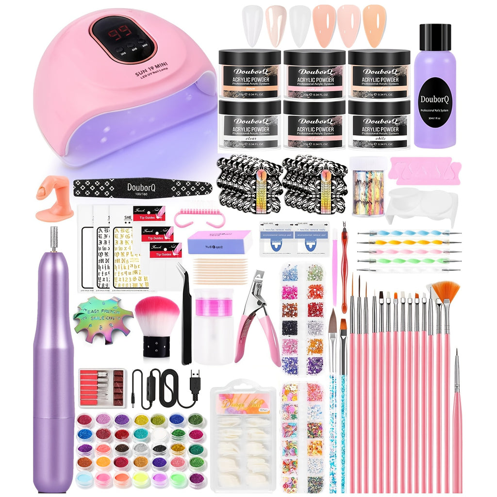 Acrylic Nail Kit with Drill And Light Full Nail Kit Set Professional Nail Starter Kit for Beginners Acrylic