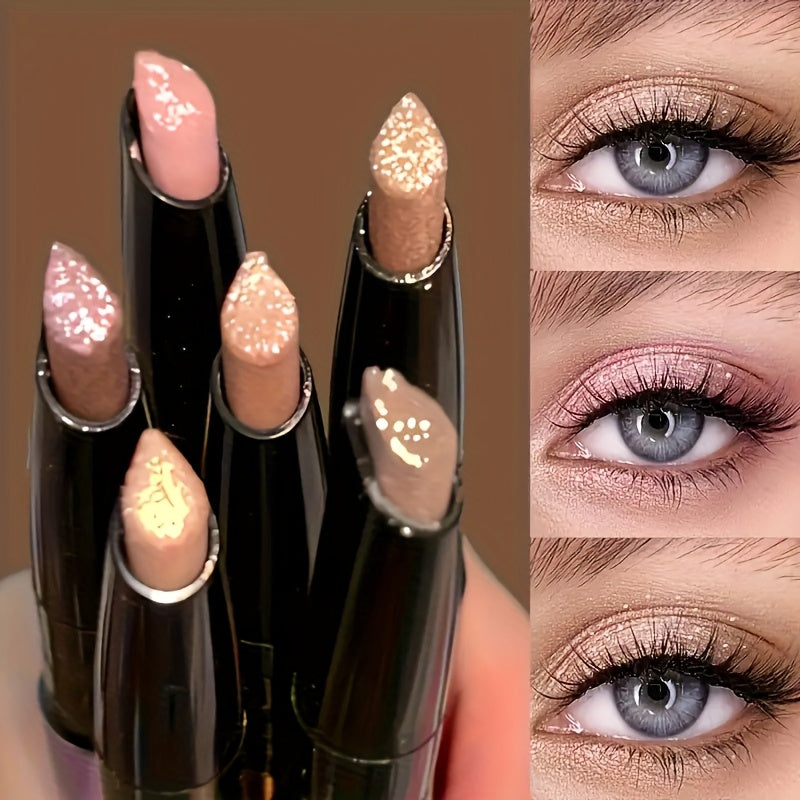 6pcs of Pearl Eyeshadow Sticks Set, Sparkling Eyeshadow Pen, Long-lasting and Waterproof, Not Easy to Fade, Perfect for Beginners, Perfect Gift