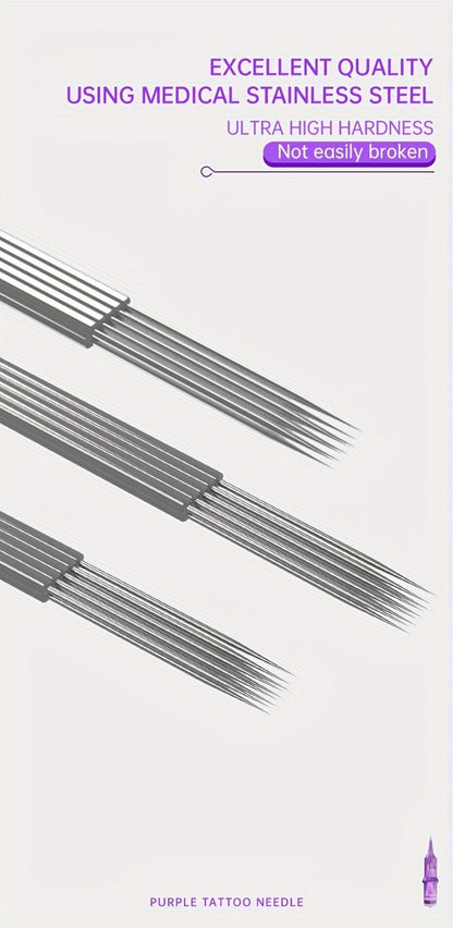 Tattoo Cartridge Needles Purple RL RS RM M1 Mixed Sizes - Tuffking Professional Disposable Liner Shader Magnum Needles for Tattoo Artists & Beginners 30 50pcs