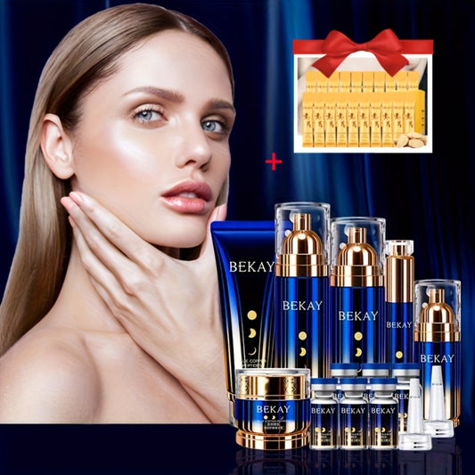 Blue Copper Peptide Skin Care Gift Set 12 Sets+ Astragalus Sleep Mask, Day And Night Skin Care, Face Face Elastic And Shiny, Suitable For All Skin Types, Valentine'S Day Gift For Wife, Mom, Woman, A Gift For A Lady