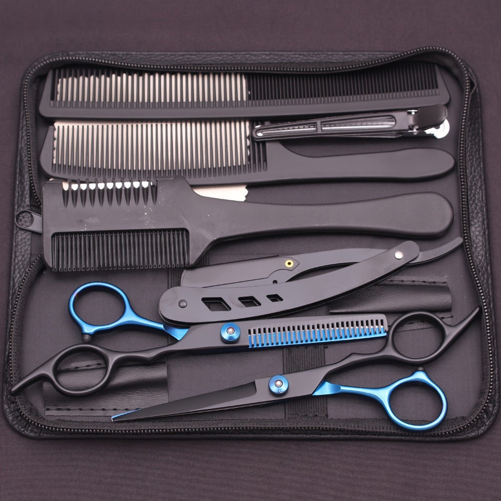 6. 0'' Stainless Steel Hair Cutting Scissors, Thinning Shears, Hairdressing Comb, Razor Set for Salon And Home Use, Dropshipping C1001