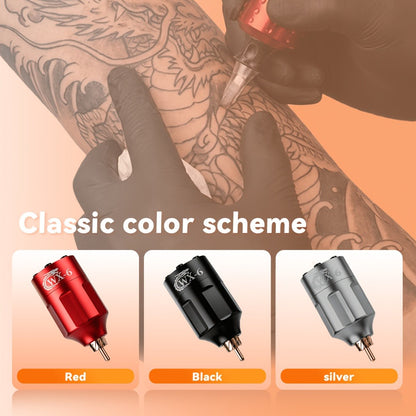 Tattoo Battery Wireless Power Supply Portable Rechargeable - LED Digital Display RCA DC Connector Coreless Motor for Rotary Tattoo Pen Machine Red Silver Black