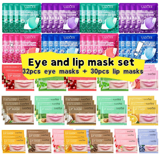 62pcs Lip Mask And Eye Mask Mixed Travel Suit, Moisturizing And Not Greasy In Autumn And Winter, Traveling On Business Trips, Easy to Carry, Travel Suit, A Must-have for Women's Travel
