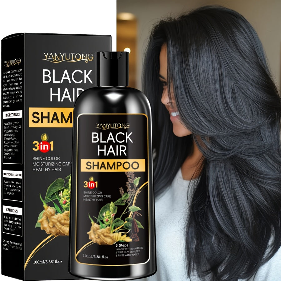 3.38oz Hair Dye Shampoo, Natural Plant Pigments, Safe for Hair, Quickly Covers Gray Hair, Available in Black, Brown, and Chestnut Brown, Halloween Gift, Christmas Present, Holiday Present, Quick Cover Gray, Vibrant Colors, Easy Application, Gentle