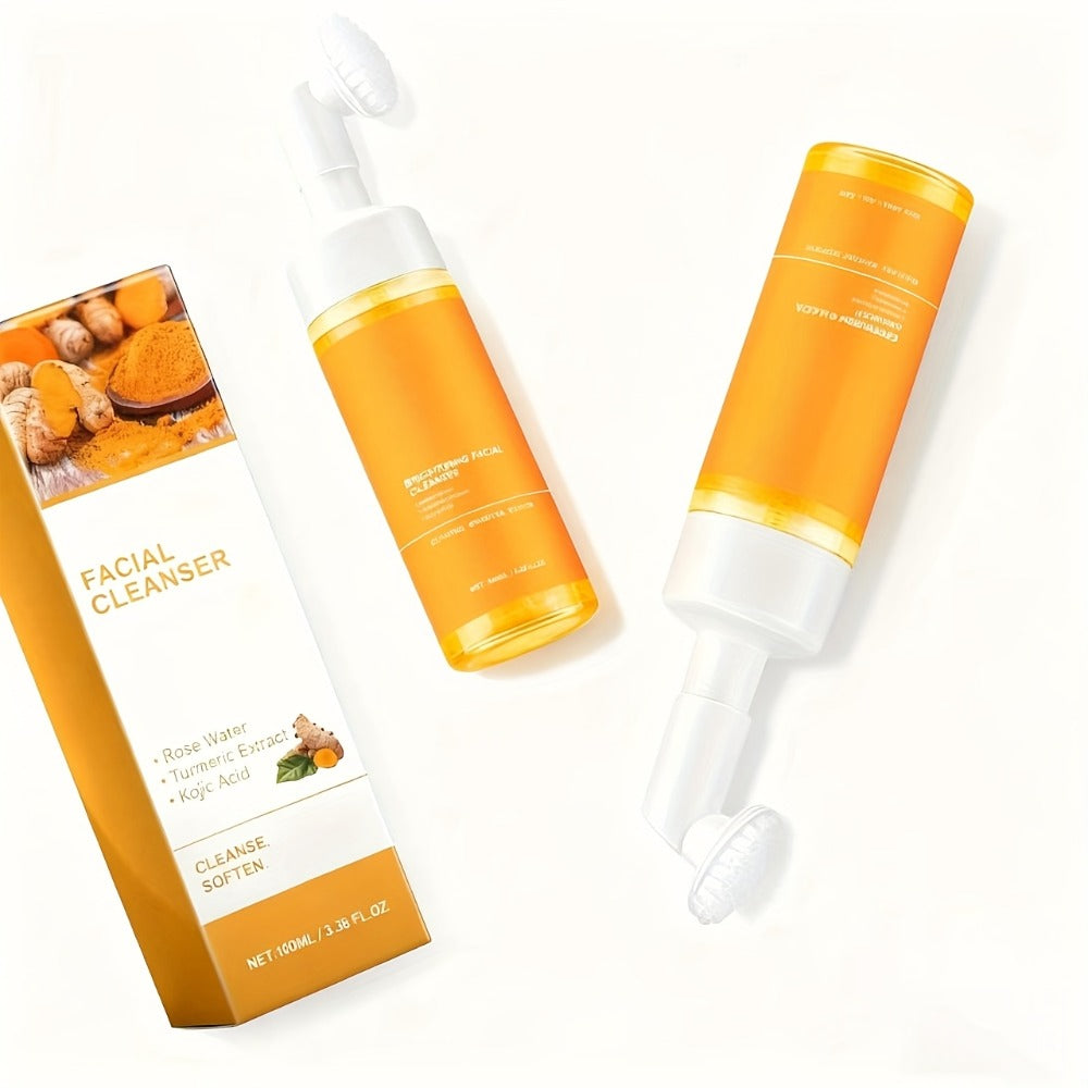 2pcs Turmeric Skincare Facial Cleanser, Controls Oil, Refines Pores, Deeply Cleanses The Face, Moisturizes The Skin, Gently Balances Oil, Rich in Kojic Acid And Turmeric, Suitable for Both Men And Women, The Best Christmas Gift, Travel-Friendly