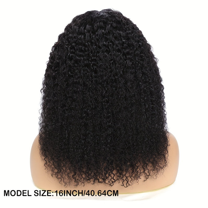 Kinky Curly Lace Front Wigs Human Hair 4X4X1 Lace Closure Wigs 180% Density Kinky Curly Wigs with Brazilian Unprocessed Wig Natural Color