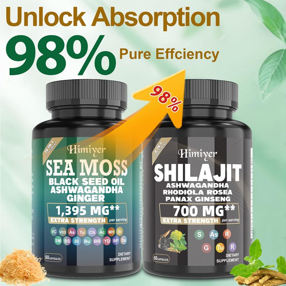 2|6pcs=Buy 2 Get 1 Free, Sports Nutrition Bundle Set, Seamoss Southern Drunk Nightonnax Capsules And Shilaijit Capsules Double Power Bundle, Super Golden Combination, Sports Nutrition, Support, Bone Support, Relaxation, Focus