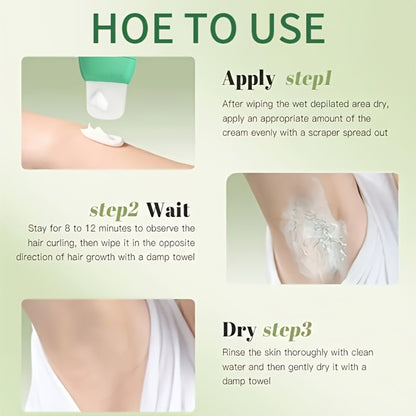 Hair Removal Cream with Coconut Squalane Instant Semi-Permanent Results Up to 3 Months – Non-Irritating Residue-Free Depilatory for Face Lips Armpits Legs Arms Bikini Area Unisex 100g