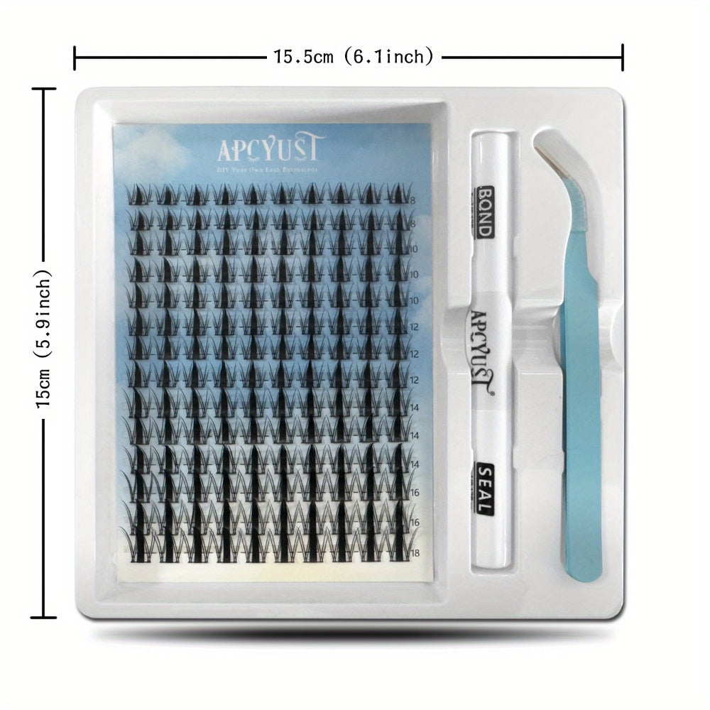 Fairy Lash Clusters Kit, 8mm-18mm Manga C Curl Anime Eyelash Extension Kit Individual Spike Lashes Volume Natural With Spikes Wet-Look Spiky