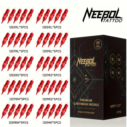 Tattoo Cartridge Needles Mixed Size - Assorted Round Liner, Shader & Curved Mag, #10 #12 Bugpin Standard, 3RL 5RL 7RL 9RL 11RL 5RS 7RS 9RS 7RM 9RM 9M1, 20/50pcs Tattoo Needle Set for Machine & Gun