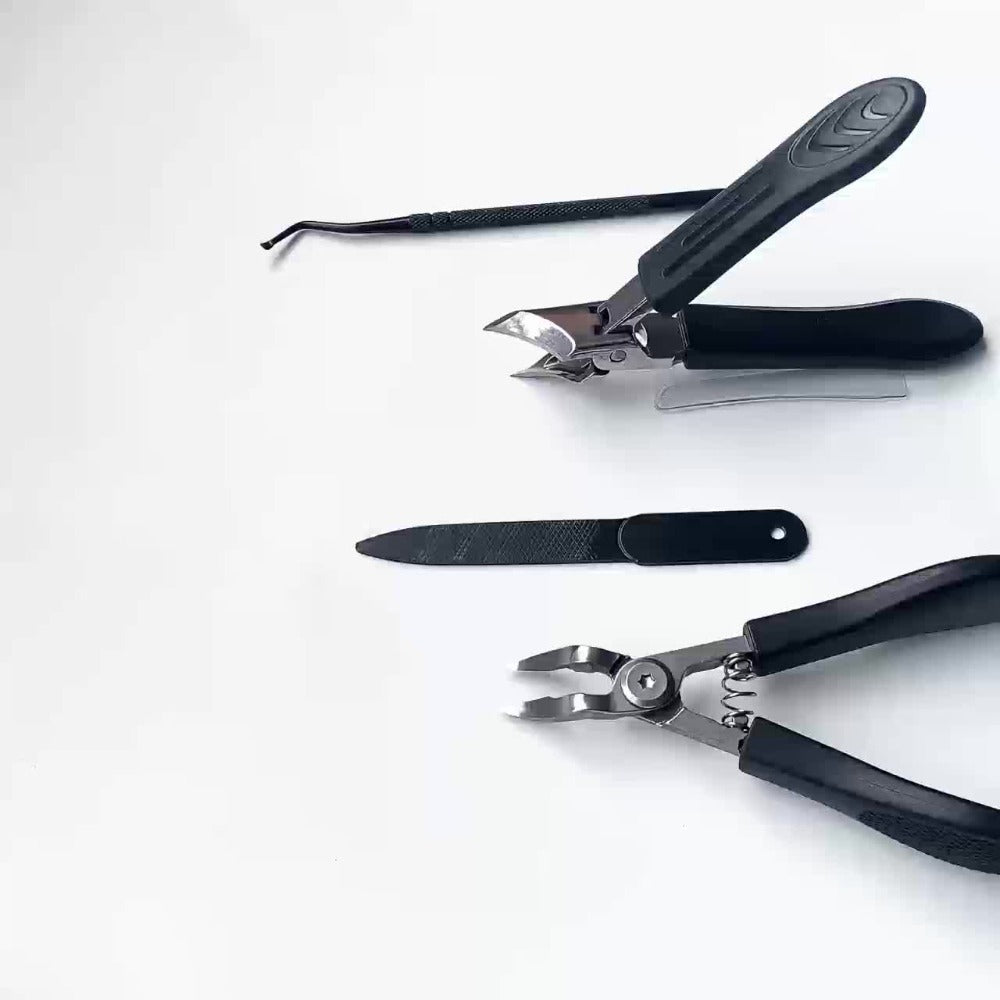 9pcs Stainless Steel Nail Care Set | Suitable for Ingrown and Thick Nails - Heavy-duty Scissors Set with Nail File, Foot File, Cuticle Forceps, and Beauty Tools - Modern Design, Essential for Men, Women, Seniors, Halloween Gifts